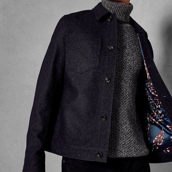 NWT Ted Baker London Mens Rarebit Slim Fit Shirt Jacket Size 6 XL Navy $445 G649 - Picture 1 of 3